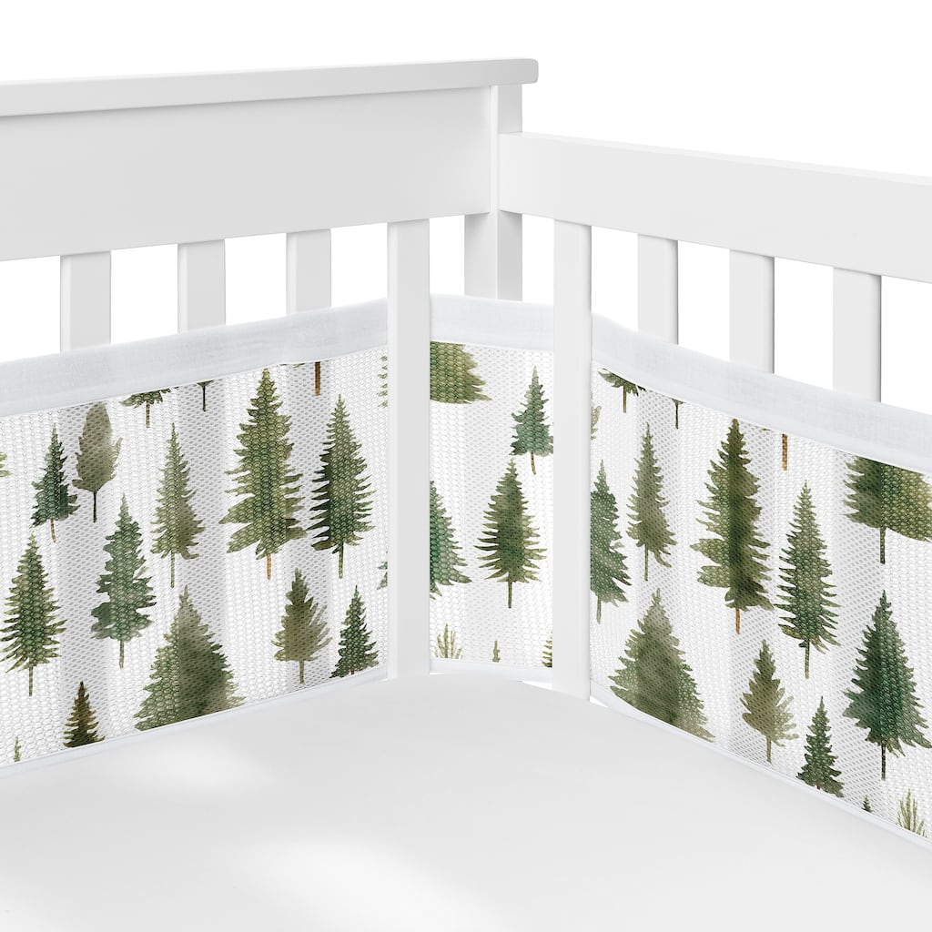 Sweet Jojo Designs + BreathableBaby Breathable Mesh Crib Liner Sage Green Woodland Boy, Girl, Unisex/Gender Neutral