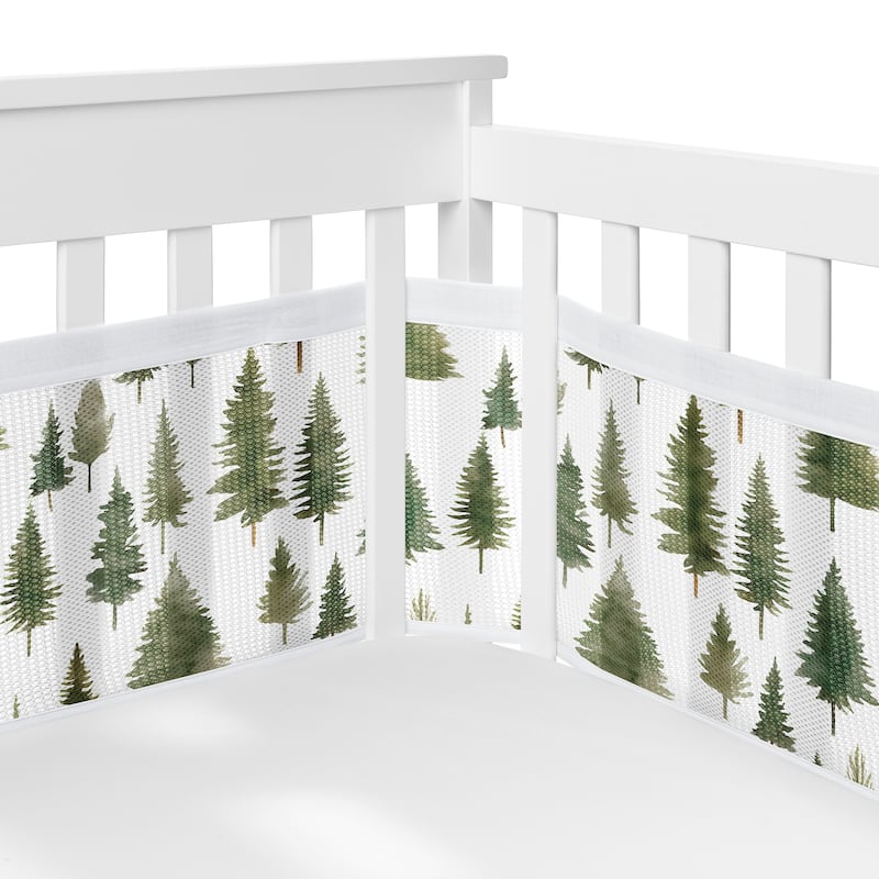 Sweet Jojo Designs Green Woodland Boy Girl Unisex/Neutral 6pc Crib Bedding + BreathableBaby Breathable Mesh Liner - Crib Size