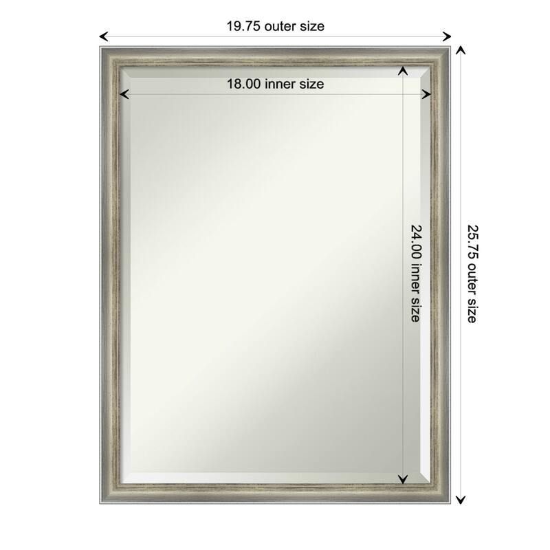 Salon Scoop Beveled Wood Framed Bathroom Vanity Wall Mirror - Salon Scoop Silver - Glass Size 18x24