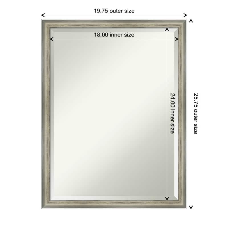Salon Scoop Beveled Wood Framed Wall Mirror - Salon Scoop Silver - Glass Size 18x24
