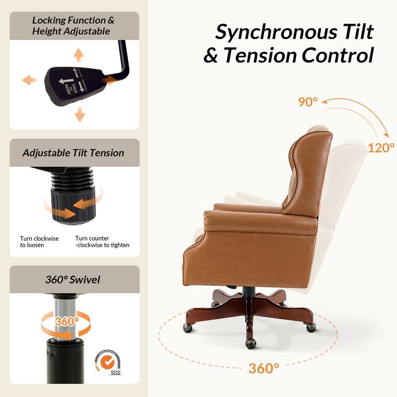 Maximiliano Modern Swivel Executive Chair with Tufted Back by HULALA HOME