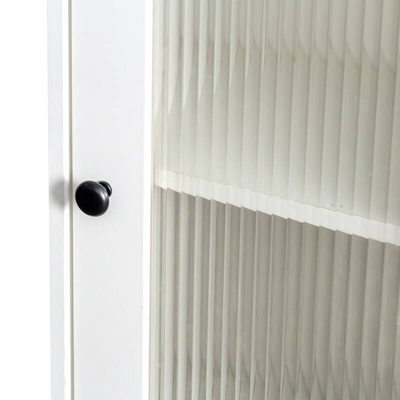 Tall Display Cabinet & Bookshelf with Glass Door - 6 Storage Shelves for Living Room, Kitchen, Bedroom, Office