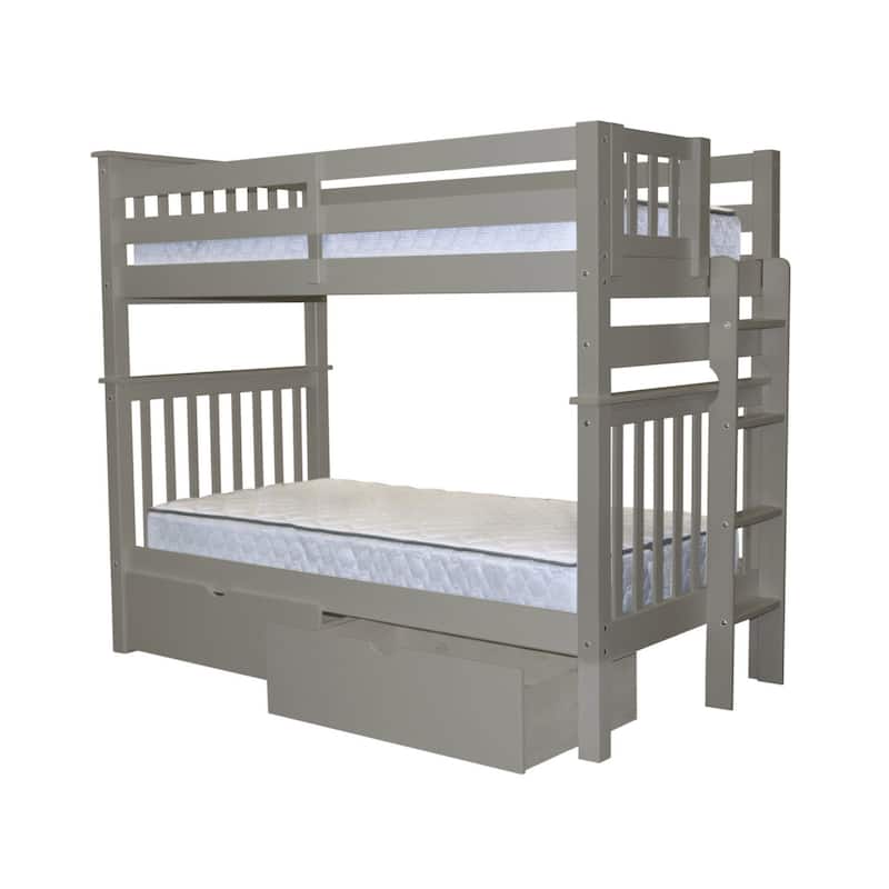 Taylor & Olive Trillium Tall Twin over Twin Bunk Bed, 2 Drawers