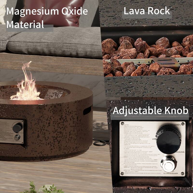 COSIEST Outdoor Patio Round Propane Firepit, 40000BTU - 28" W x 28" D x 12" H