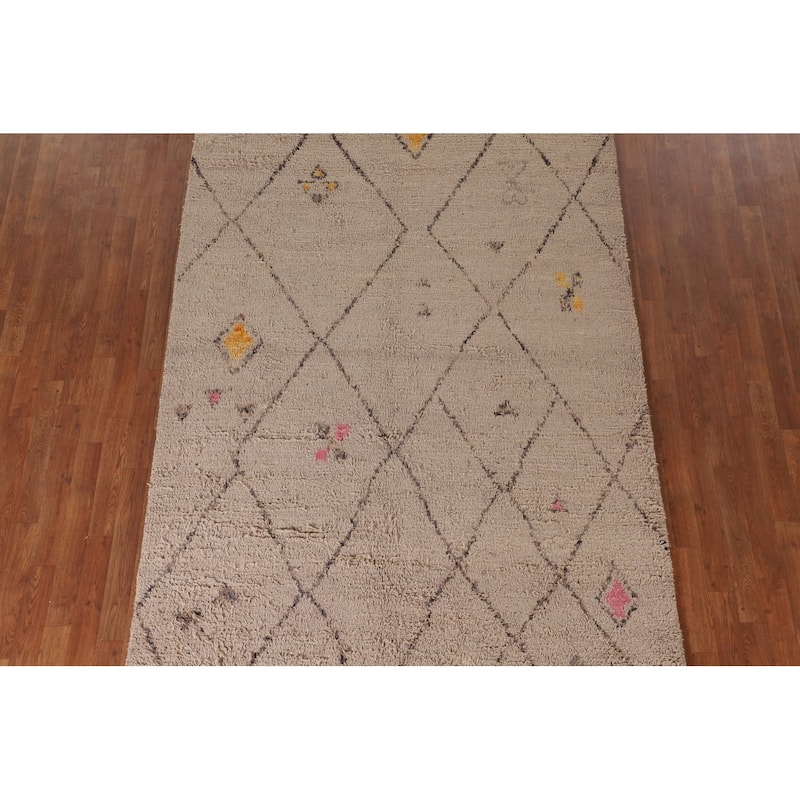 Geometric / Moroccan Style Area Rug Hand-Knotted Wool Carpet - 5'9" x 9'9"