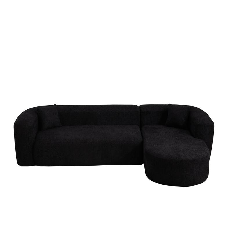 L-Shaped Modular Sectional Sofa, Comfy Chenille Boneless Cloud Couch, Corner Deep Seat Sofa with 2 Throw Pillows