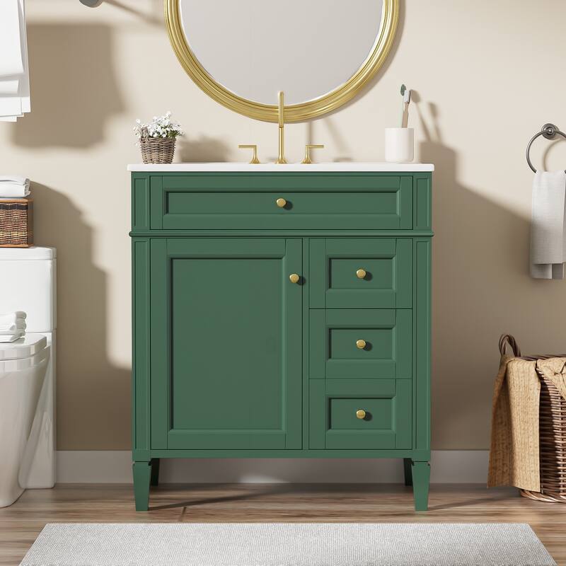 Modern Bathroom Vanity with Multiple Storage Options and Stylish Design - Green