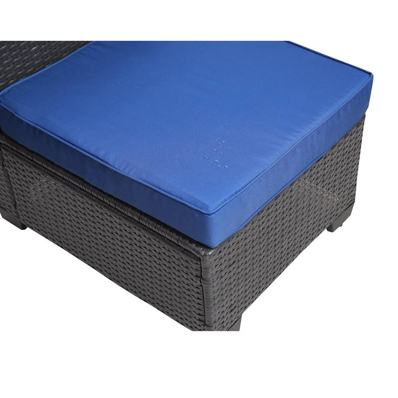 7 Piece Outdoor Furniture Set, All-Weather Garden Conversation Set, Outdoor Sectional Sofa with Coffee Table and Cushions