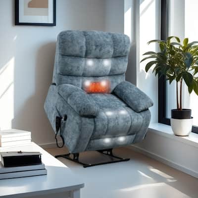 Oversized Power Lift Recliner with Dual Motors, Heat & Massage, Infinite Recline (350LBS Capacity), Remote Control