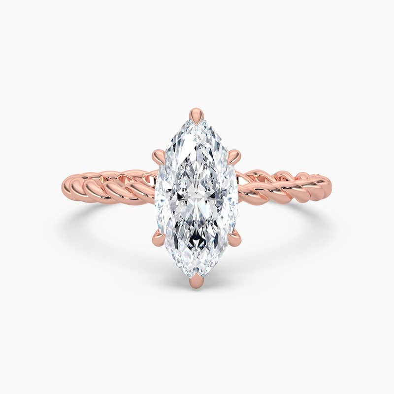 Auriya 14k Gold Lab Grown Marquise Diamond Twisted Hidden Halo Engagement Ring 1.00 to 5.00 ct. tw. (F-G, VS) - 8.5 - 2.00 carats - Rose