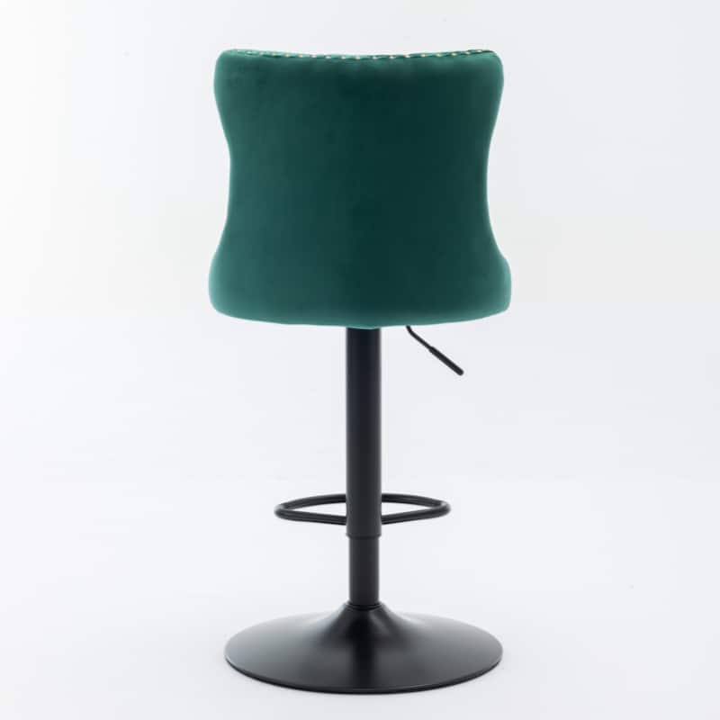 Modern Upholstered Bar Stools with Backs Comfortable Tufted for Home Pub and Kitchen Island,Green,Set of 2