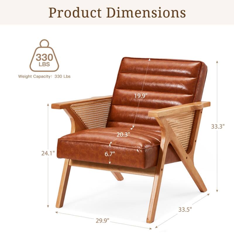 EROMY Mid-Century Modern Accent Chair - Solid Wood Frame Armchair for Living Room, Lounge, or Balcony