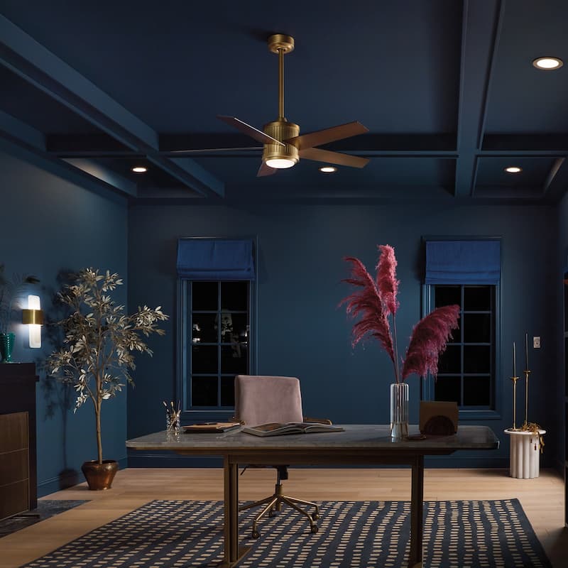 Kichler Lighting Brahm 48 inch Integrated LED Indoor Natural Brass Ceiling Fan