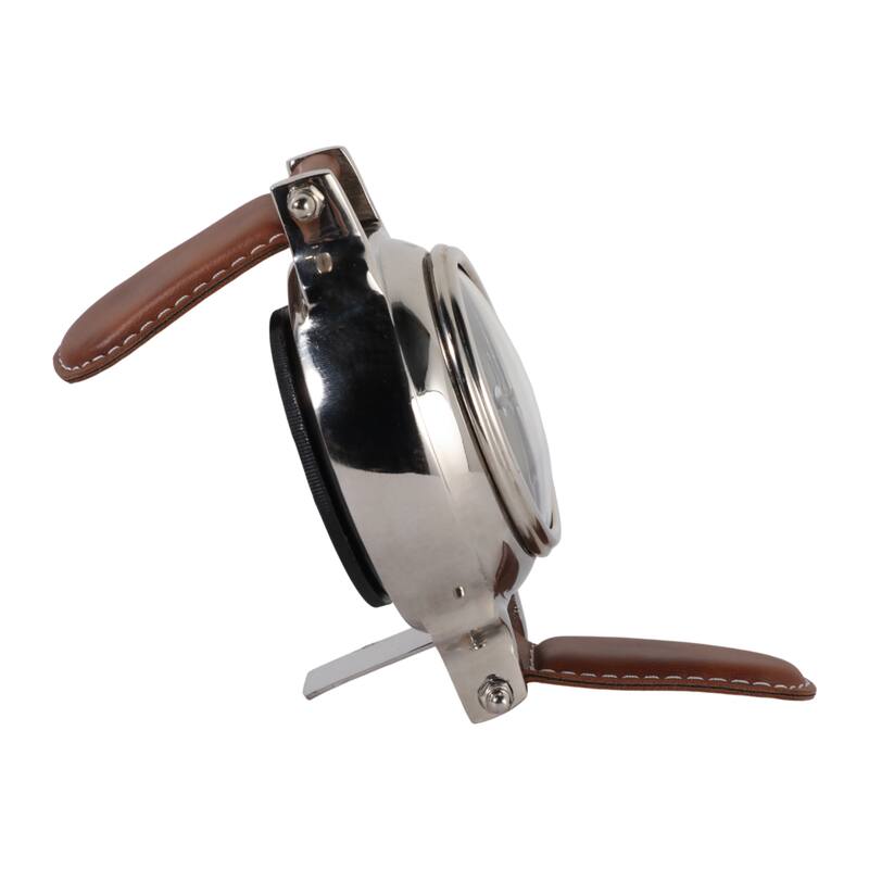 Aluminum Faux Leather Clock Modern Accents Featuring Sleek Design