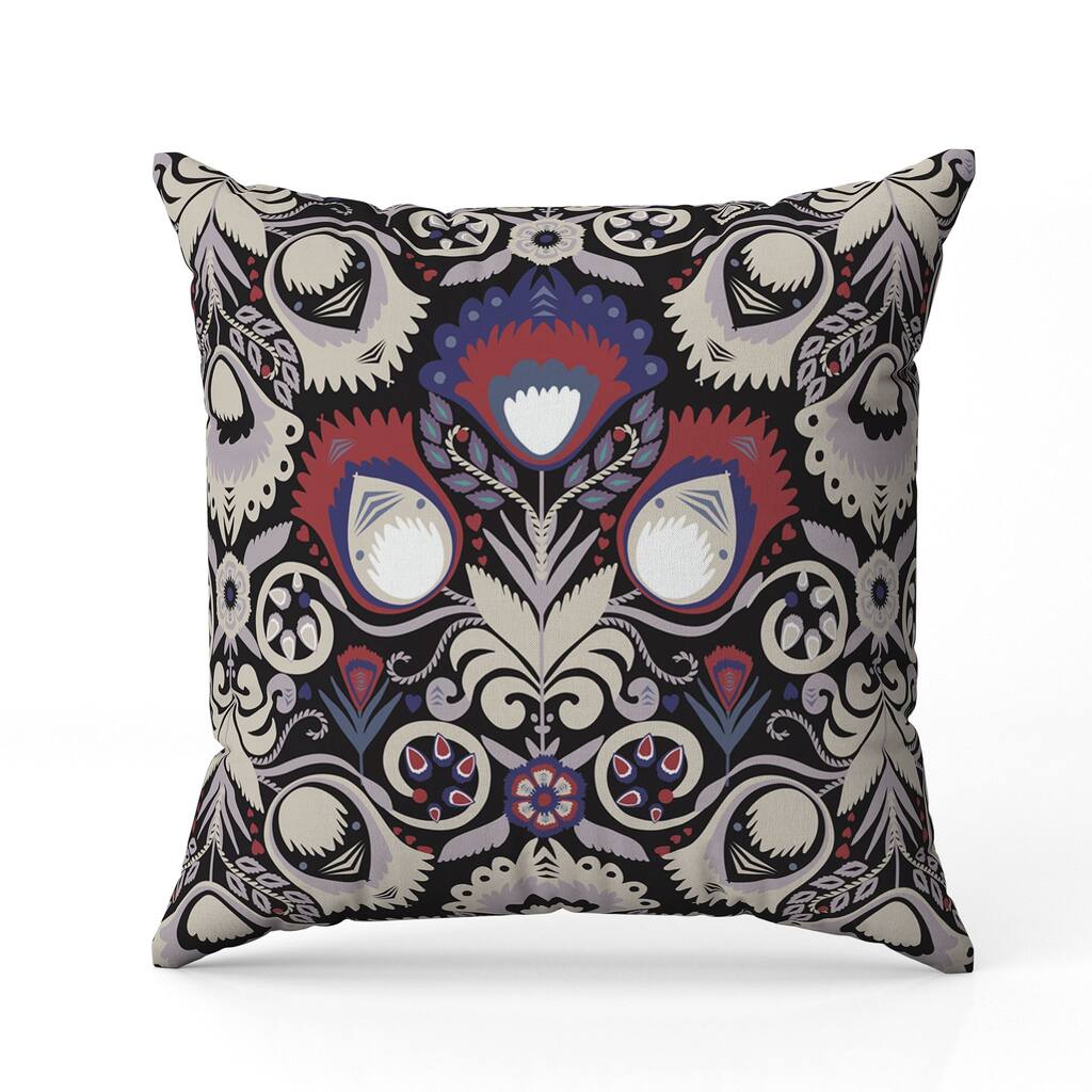 Whimsical Cat Eye Faux Suede Reversible Throw Pillow Black and Cream