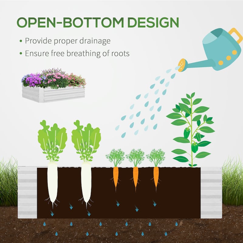 Outsunny Raised Steel Garden Bed with Greenhouse Cover - 50" L x 37.5" W x 36.25" H