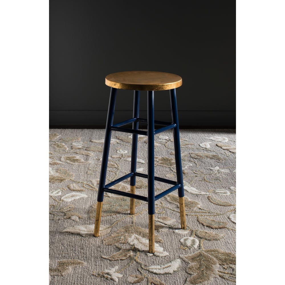 SAFAVIEH Rosita 30-inch Navy/ Gold Bar Stool - 13.5" x 13.5" x 30" - 14Wx14Dx30H