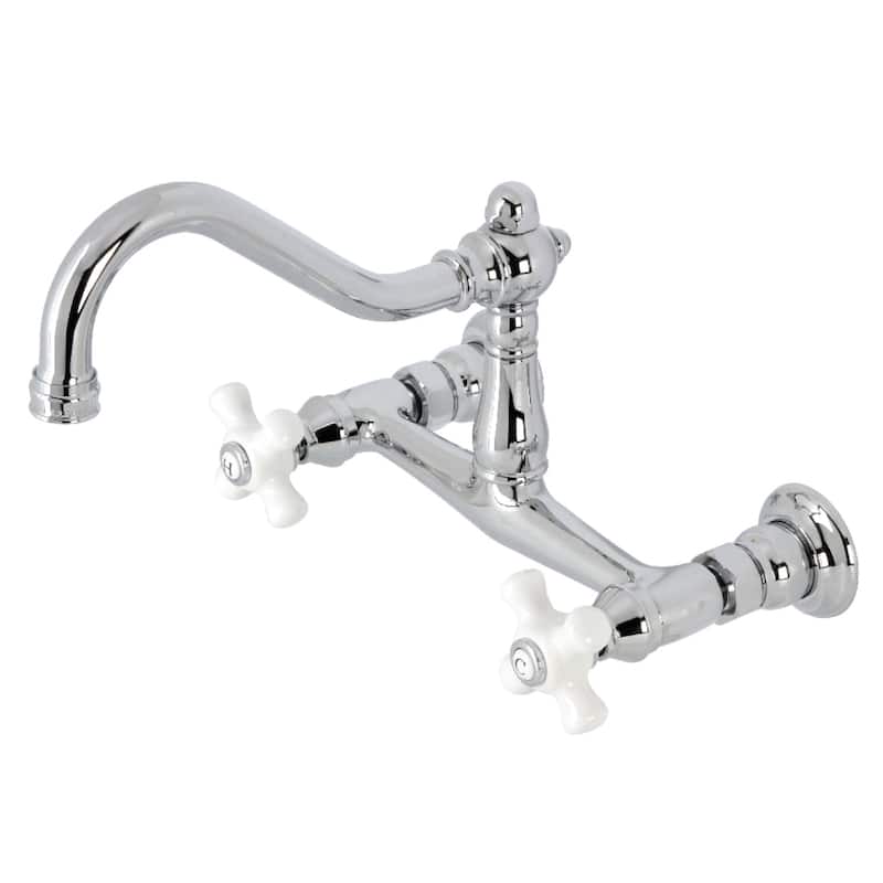Kingston Brass Vintage Two-Handle 2-Hole Wall Mount Bathroom Faucet