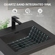preview thumbnail 20 of 32, ABRUZZO Single Sink Wall Mount Floating Bath Vanity in Cement Grey with Black Quartz Sand Surface Top - 24"