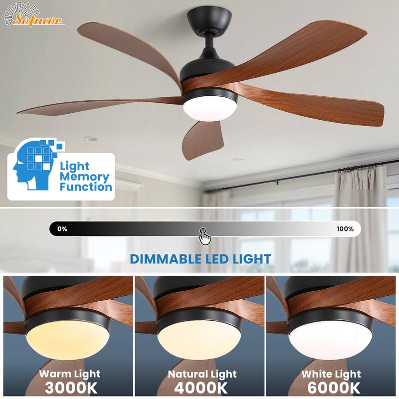 Modern Ceiling Fan With Light Smart Life APP Remote Control Timer For Alexa Google Bedroom Farmhouse