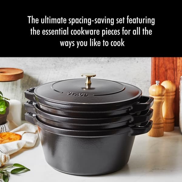 STAUB Cast Iron 4-pc Stackable Set - Bed Bath & Beyond