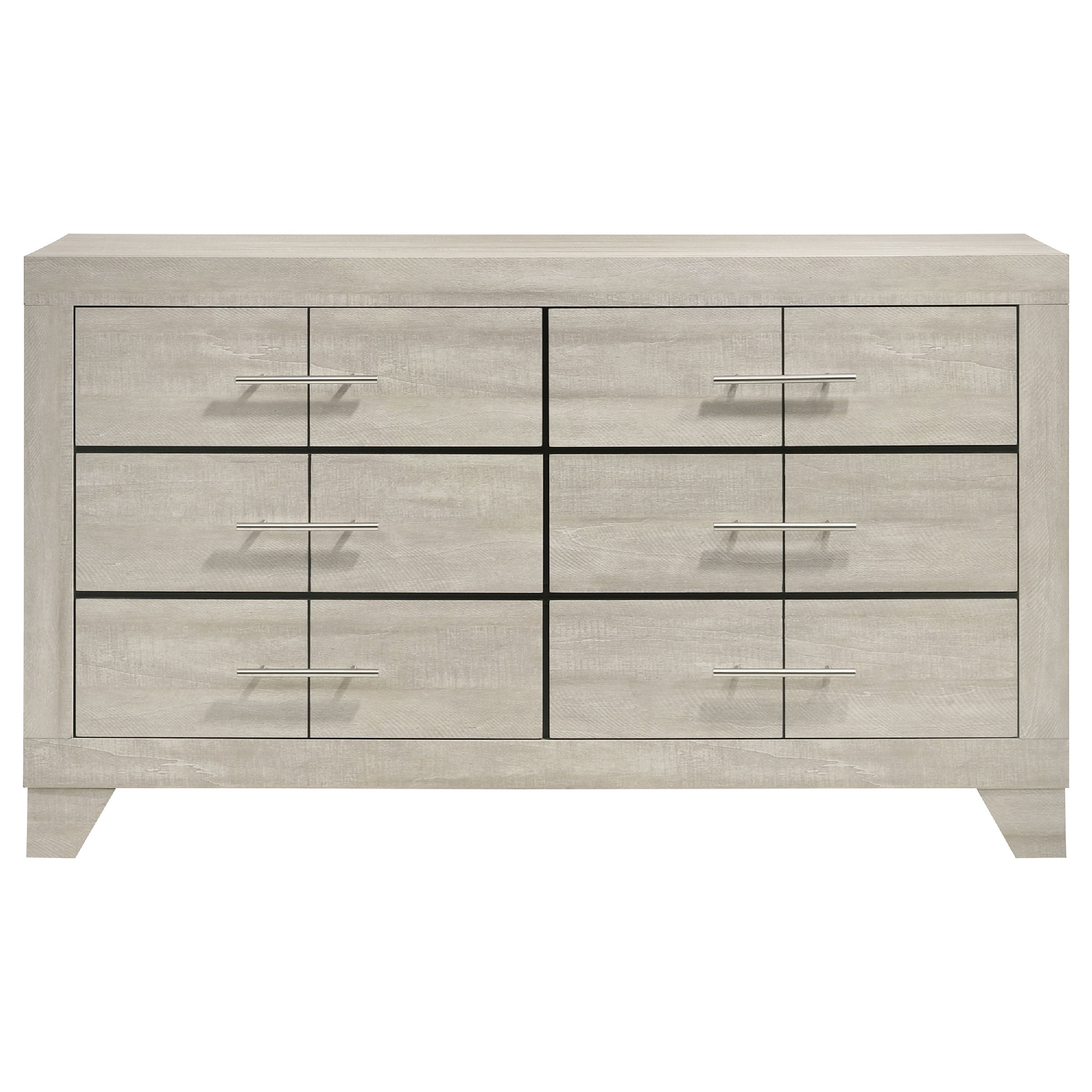 Qanto Wide Dresser with 6 Drawers, Rustic Cream Wood