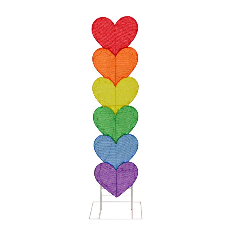National Tree Company 63 in. Stacked Rainbow Hearts with LED Lights