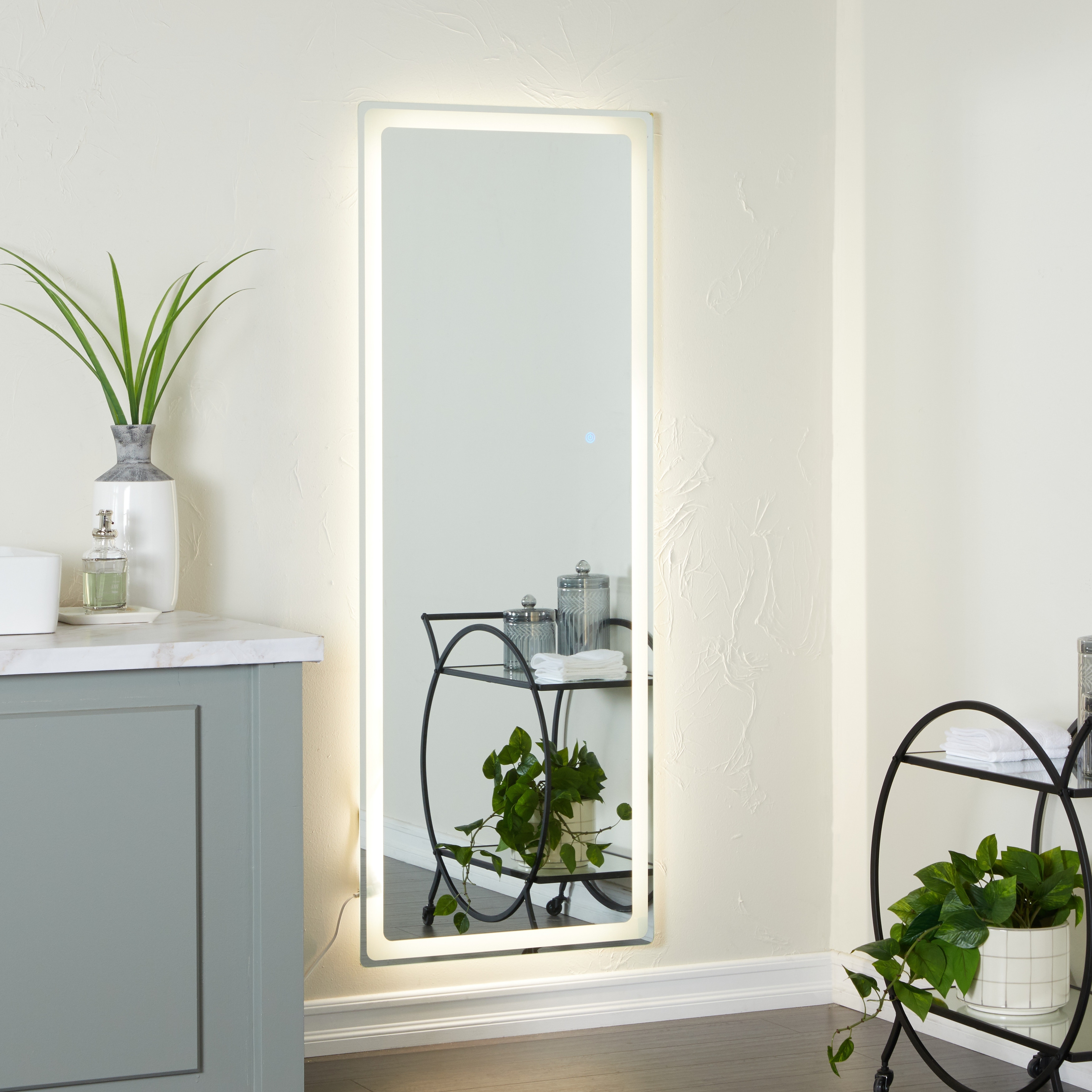 Clear Glass Modern Rectangle LED Mirror
