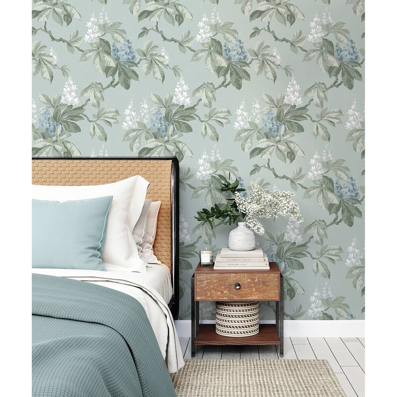 Chestnut Blue Floral Wallpaper