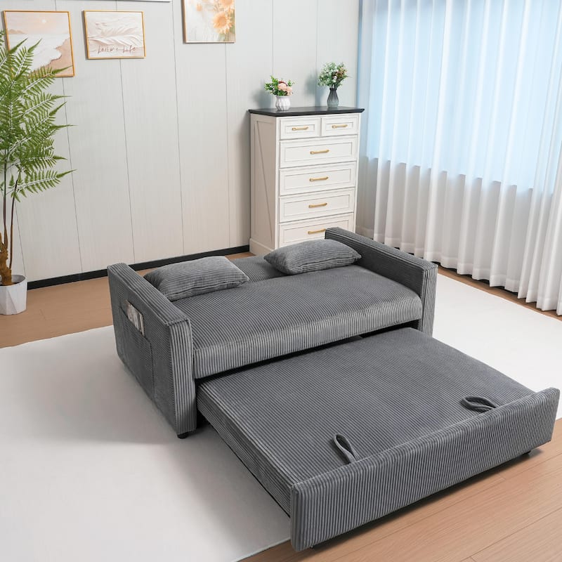 Corduroy Futon Sofa Bed - 3-in-1 Convertible Sleeper