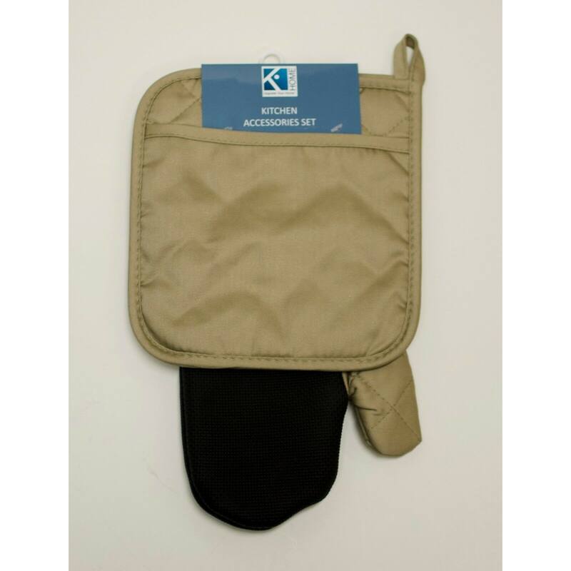 2 Piece Pot Holder & Oven Mitt Heat Resistant Insulation Glove Pad Kitchen Accessories Set