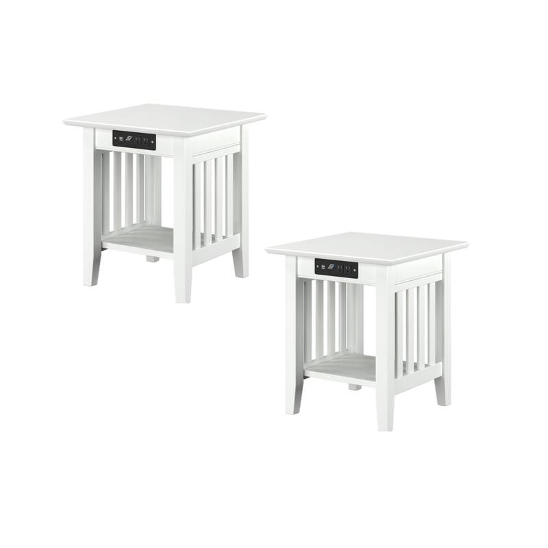 AFI Mission End Table Set of 2 with Built-in Charger