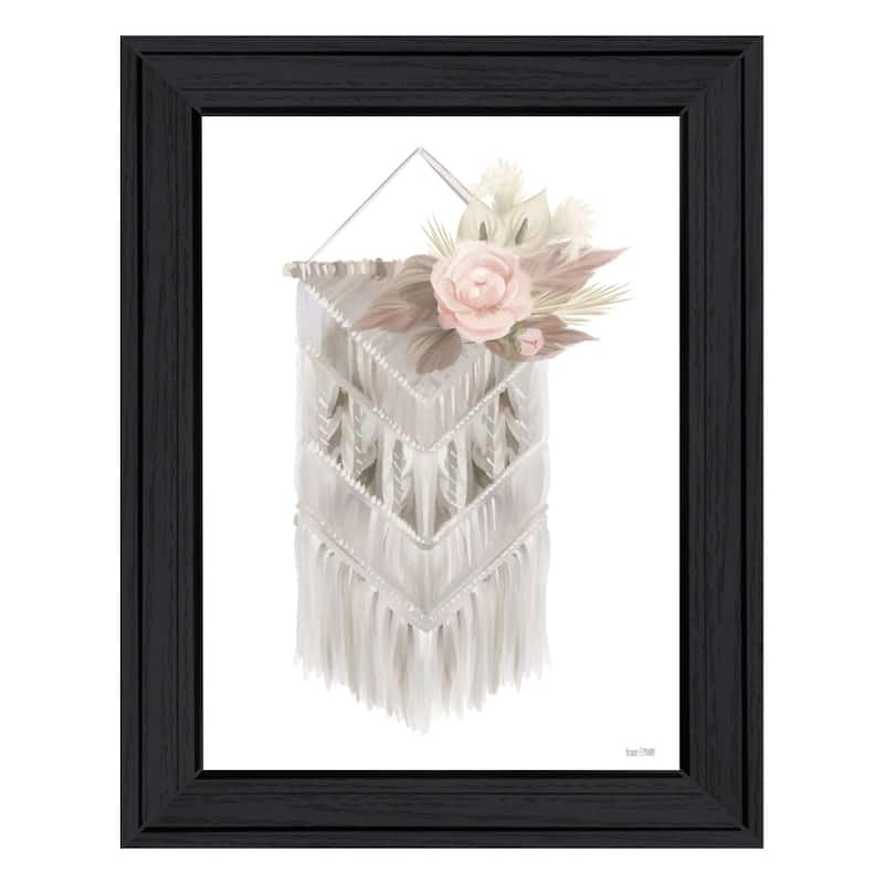 TrendyDecor4U Contemporary "BOHEMIAN MACRAME" Framed Print Wall Art - Charcoal