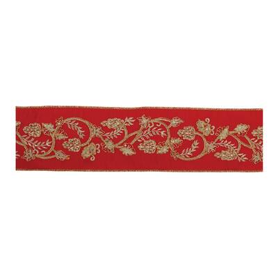 4" x 5 Yds. Wired Holiday Ribbon Red Decorative Ribbon Perfect for Holiday Bows Tree Gifts or Wreaths - 180”L x 4”W x 0.25”H