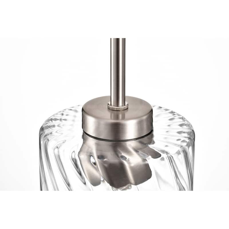 Brushed Nickel 1-Light 5 inch Mini Pendant with Clear Swirl Glass Shade