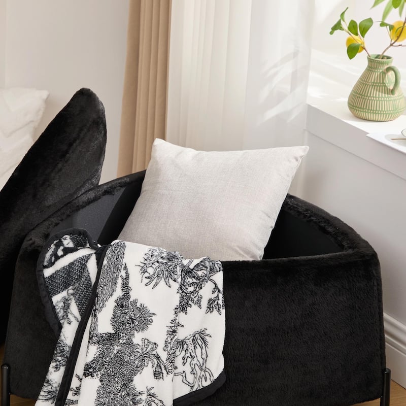 ​Reversible Lid Ottoman Set - Faux Fur Upholstery - 2-Piece