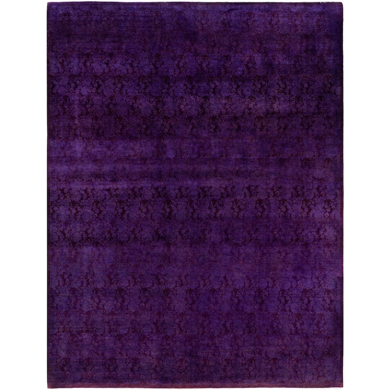 Overdyed One-of-a-Kind Hand-Knotted Area Rug - Purple - 10' 2" x 13' 4"