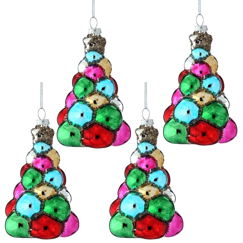 4" Glass Bauble Tree Ornament Set of 4