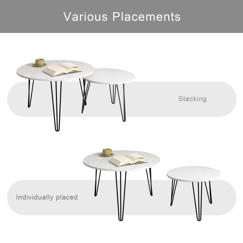 27.56'' Round Nesting Coffee Table Set of 2