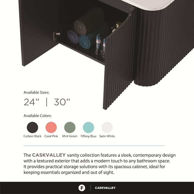 Caskvalley Modern Bathroom Vanity with Straight Fluted Design - Sink Included
