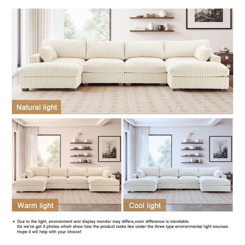 Oversized U-shaped Plush Modular Sectional Sofa Set