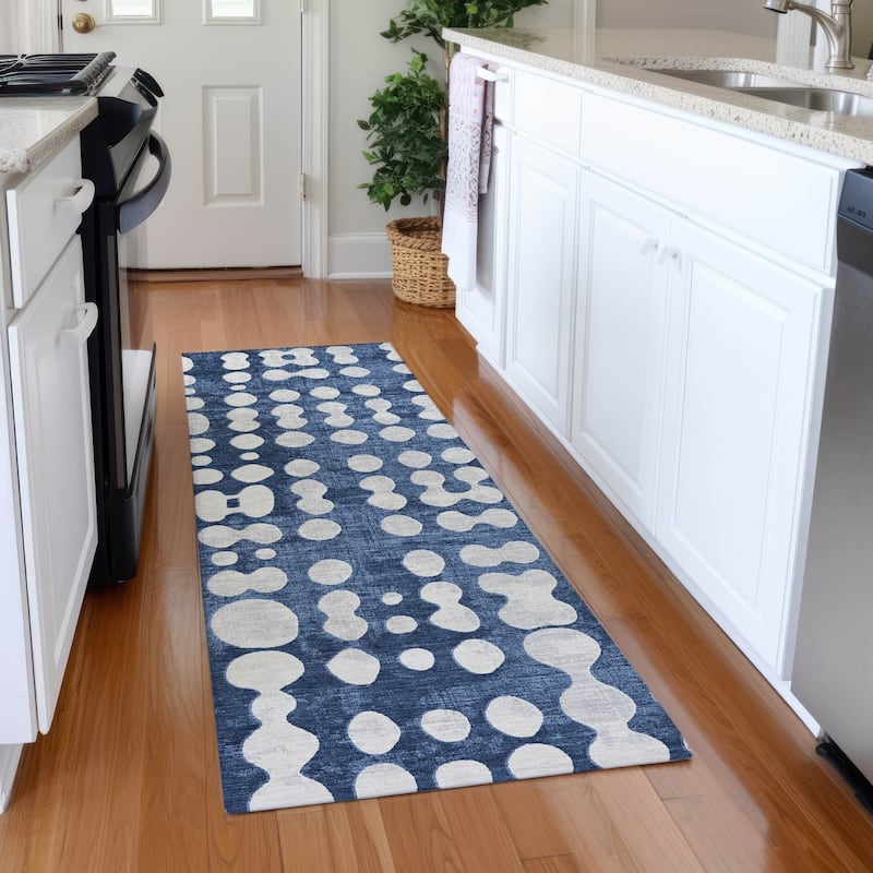 Premium Washable Super Soft Modern Connect Mayfield Rug - Navy - 2'3" x 7'6"