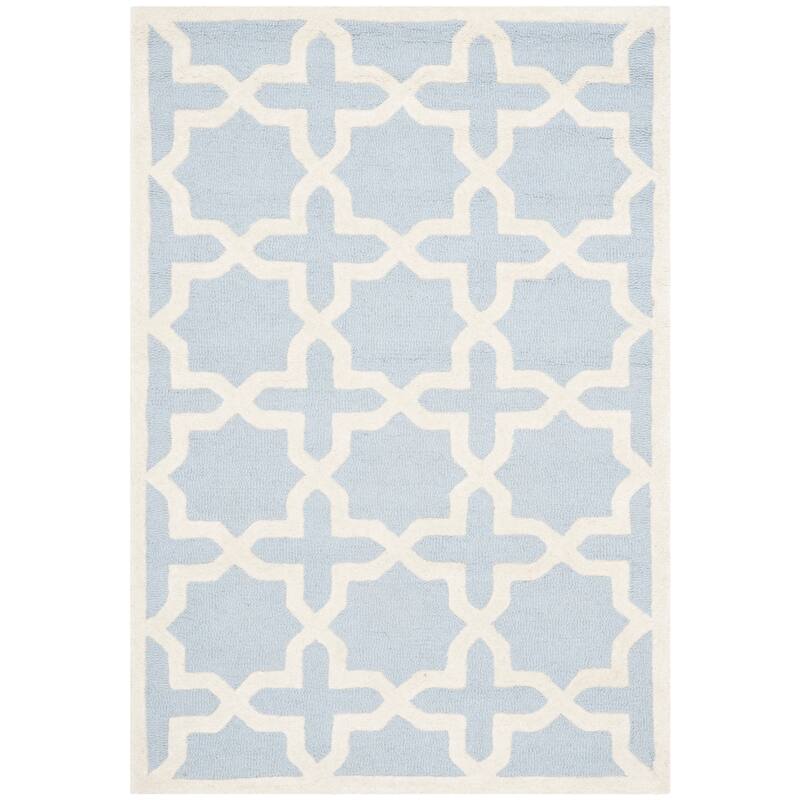 SAFAVIEH Handmade Cambridge Remedios Geometric Wool Rug - 3' x 5' - Light Blue/Ivory