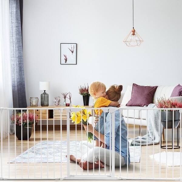 Shop Costway 6 Panel Metal Gate Baby Pet Fence Safe Playpen