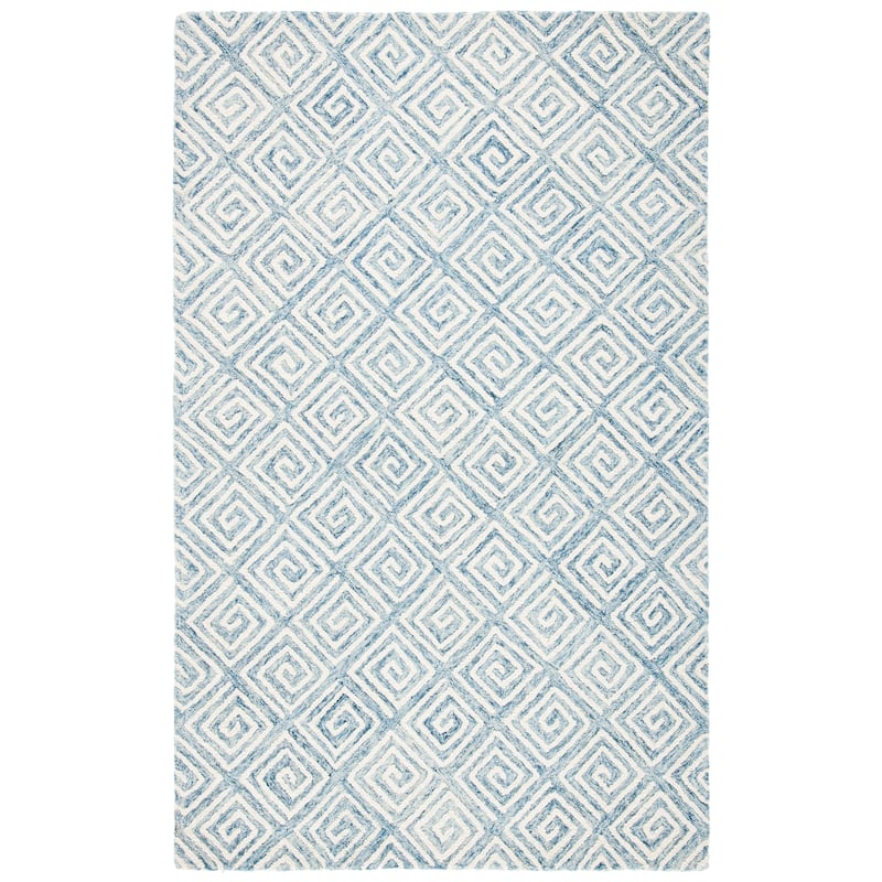 SAFAVIEH Handmade Metro Wencke Geometric Wool Rug - 6' Square - Light Blue/Ivory
