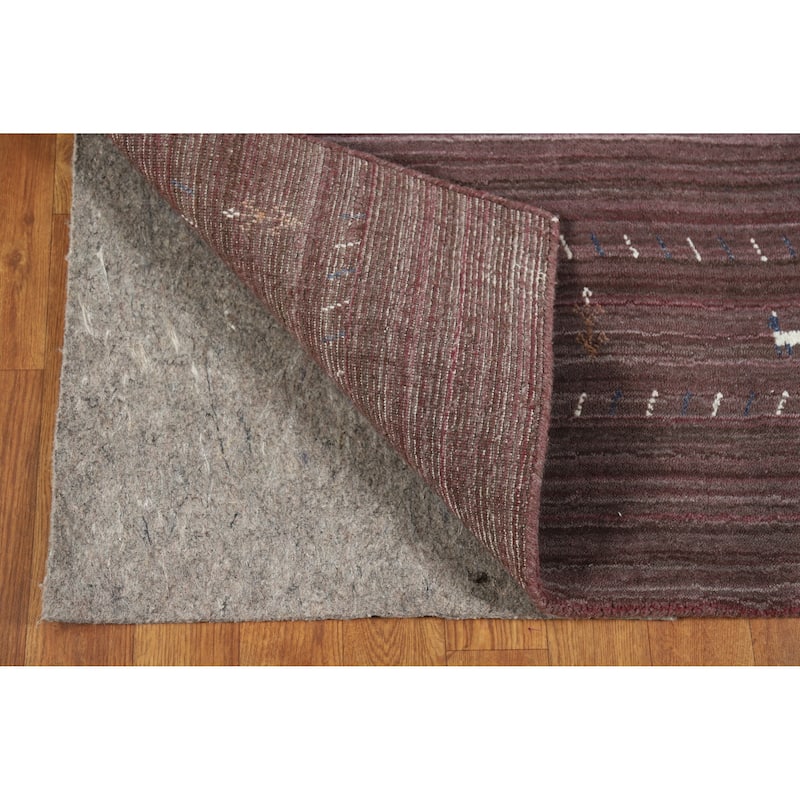 Striped Gabbeh Indian Runner Rug Hand-Knotted Wool Carpet - 3'0" x 10'2"
