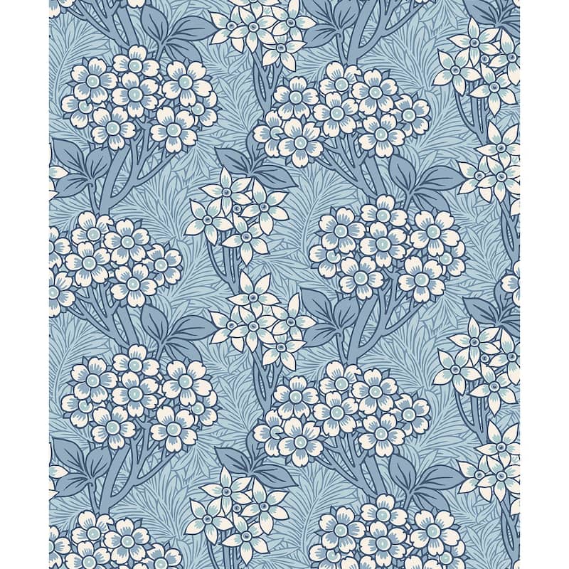 Seabrook Designs Floral Vine Nonwoven Unpasted Wallpaper - 20.9 in. W x 33 ft. L - Sky Blue