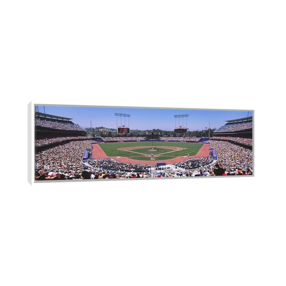 iCanvas "Dodgers vs. Angels, Dodger Stadium, Los Angeles, California, USA" by Panoramic Images Framed Canvas Print