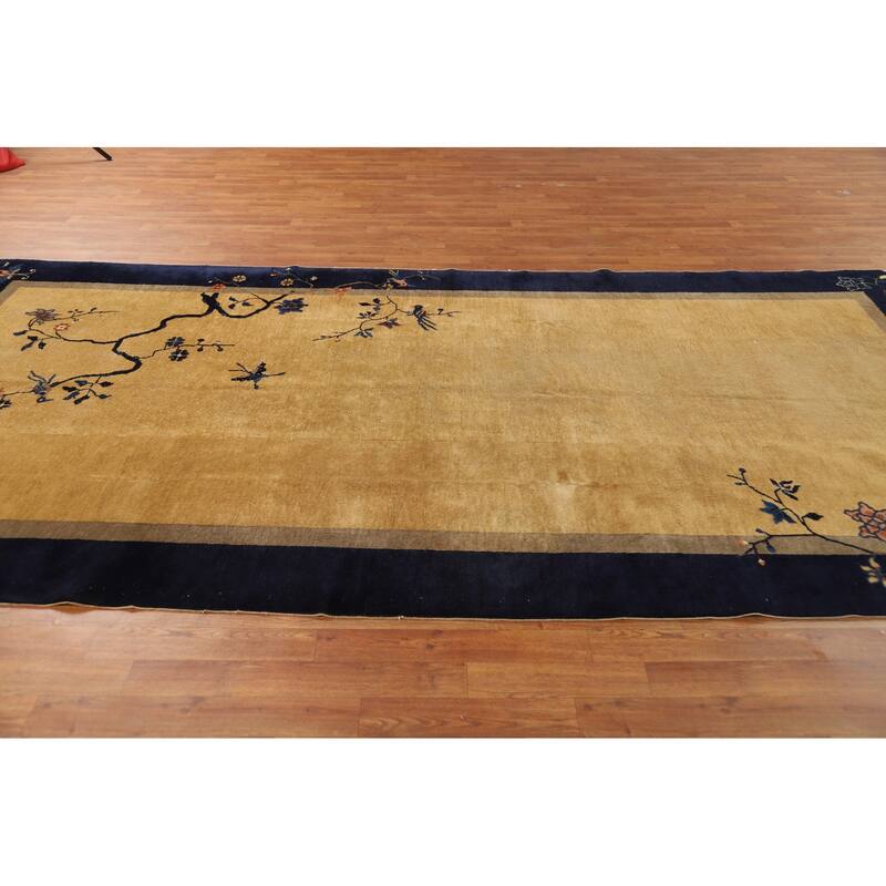 Vegetable Dye Art Deco Chinese Vintage Rug Hand-Knotted Wool Carpet - 6'0"x 11'8"