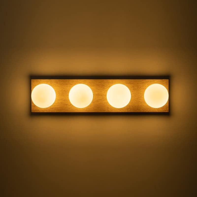 Italy Vintage Wood Glass Globe Linear Wall Ceiling Light